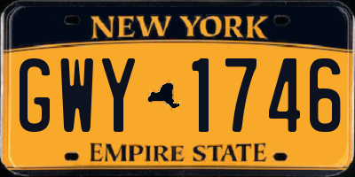 NY license plate GWY1746