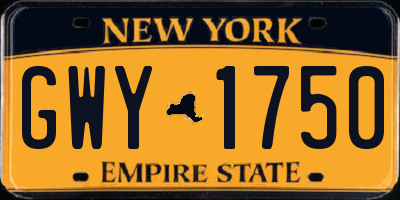 NY license plate GWY1750