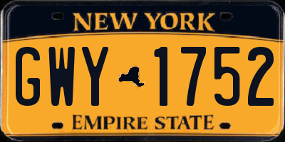 NY license plate GWY1752