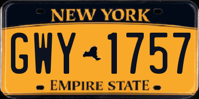NY license plate GWY1757