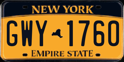NY license plate GWY1760