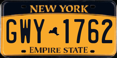 NY license plate GWY1762