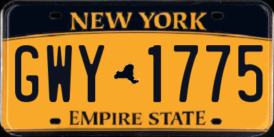NY license plate GWY1775
