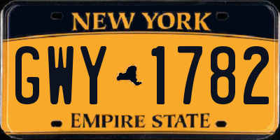 NY license plate GWY1782