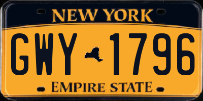 NY license plate GWY1796