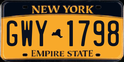 NY license plate GWY1798