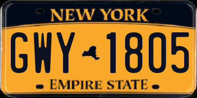 NY license plate GWY1805