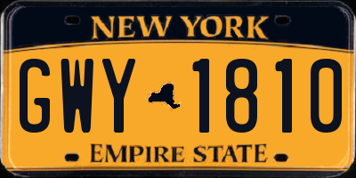 NY license plate GWY1810