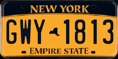 NY license plate GWY1813