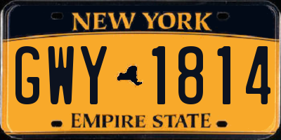 NY license plate GWY1814
