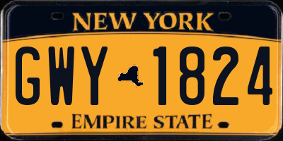 NY license plate GWY1824