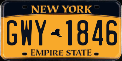 NY license plate GWY1846