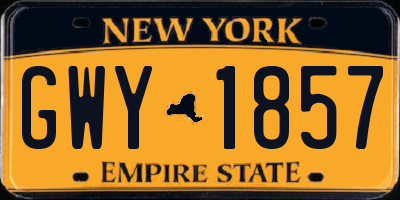 NY license plate GWY1857