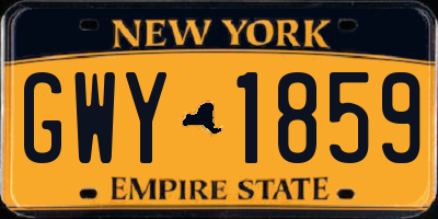 NY license plate GWY1859