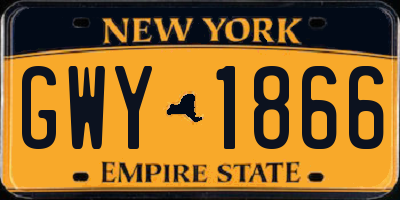 NY license plate GWY1866