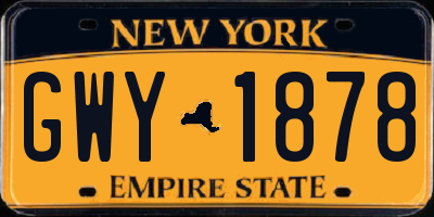 NY license plate GWY1878