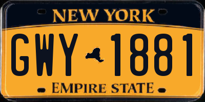 NY license plate GWY1881