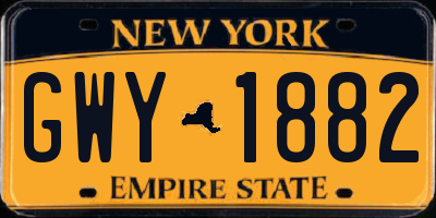 NY license plate GWY1882