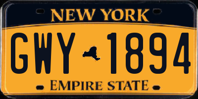 NY license plate GWY1894
