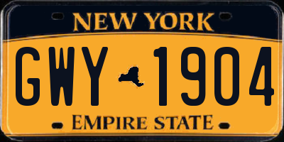 NY license plate GWY1904