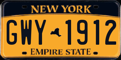 NY license plate GWY1912