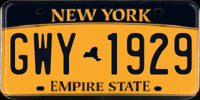 NY license plate GWY1929
