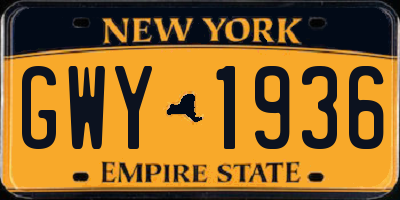 NY license plate GWY1936