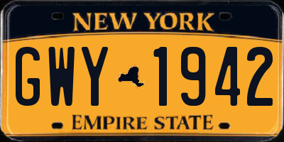 NY license plate GWY1942