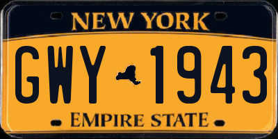 NY license plate GWY1943