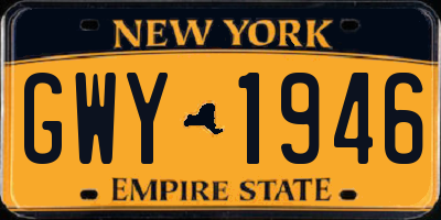 NY license plate GWY1946