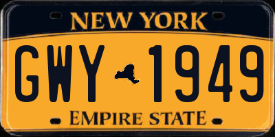 NY license plate GWY1949