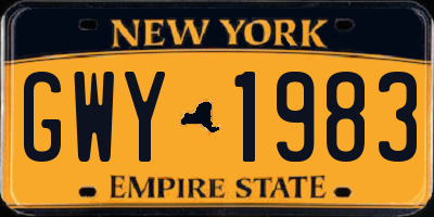 NY license plate GWY1983