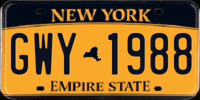 NY license plate GWY1988