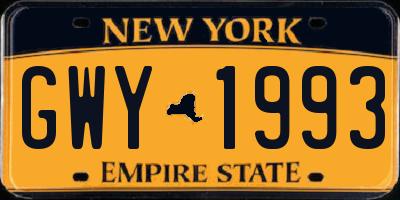 NY license plate GWY1993