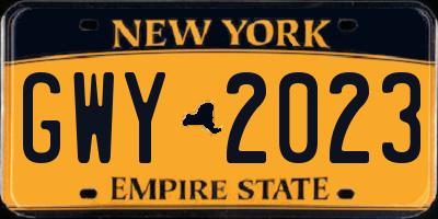 NY license plate GWY2023