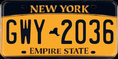 NY license plate GWY2036
