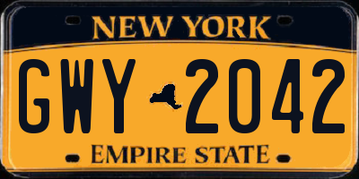NY license plate GWY2042