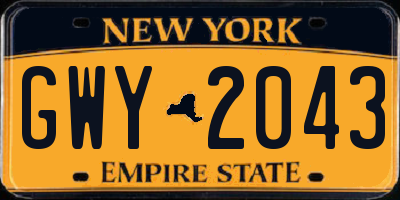 NY license plate GWY2043