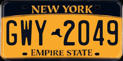 NY license plate GWY2049
