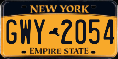 NY license plate GWY2054