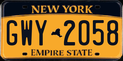 NY license plate GWY2058