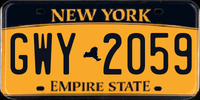 NY license plate GWY2059