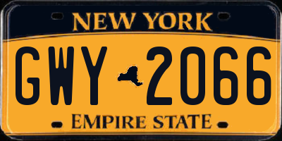 NY license plate GWY2066