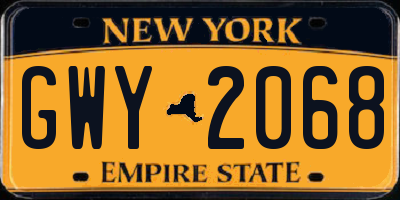 NY license plate GWY2068