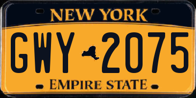 NY license plate GWY2075