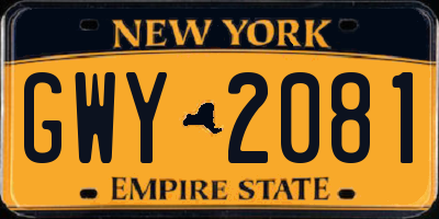 NY license plate GWY2081