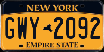 NY license plate GWY2092