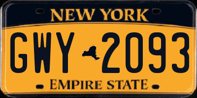 NY license plate GWY2093