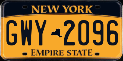 NY license plate GWY2096