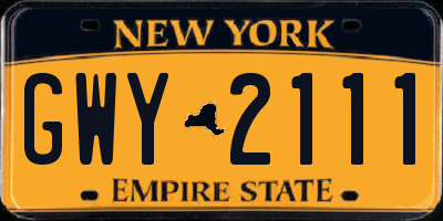 NY license plate GWY2111